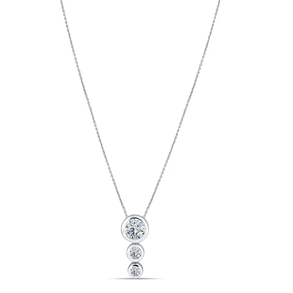 Colier din aur alb cu Cubic Zirconia Incolor