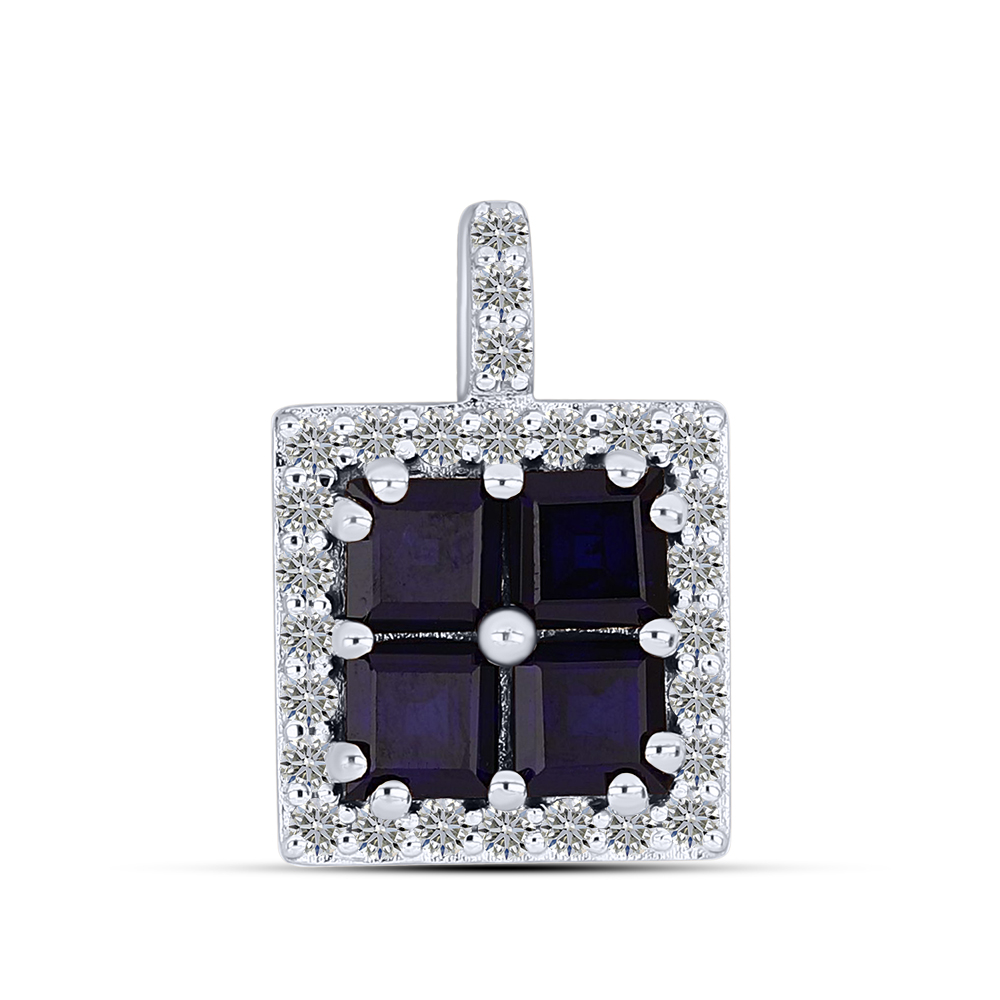 Pandantiv din aur alb cu Diamant, Safir