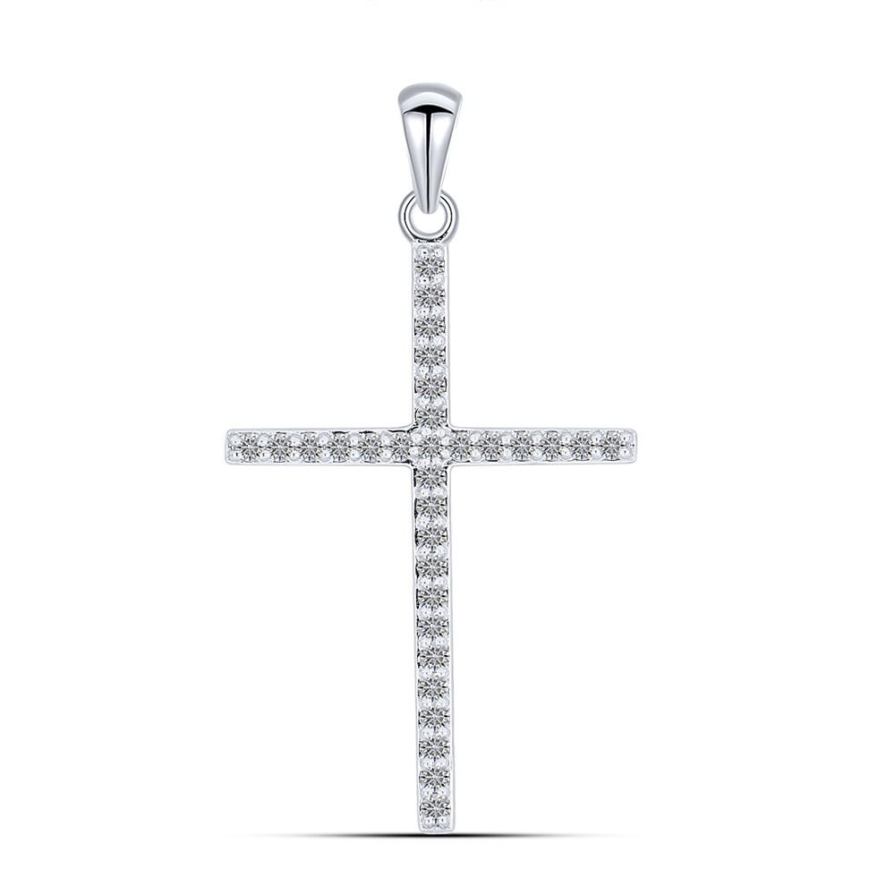 Cruce din aur alb cu Diamant