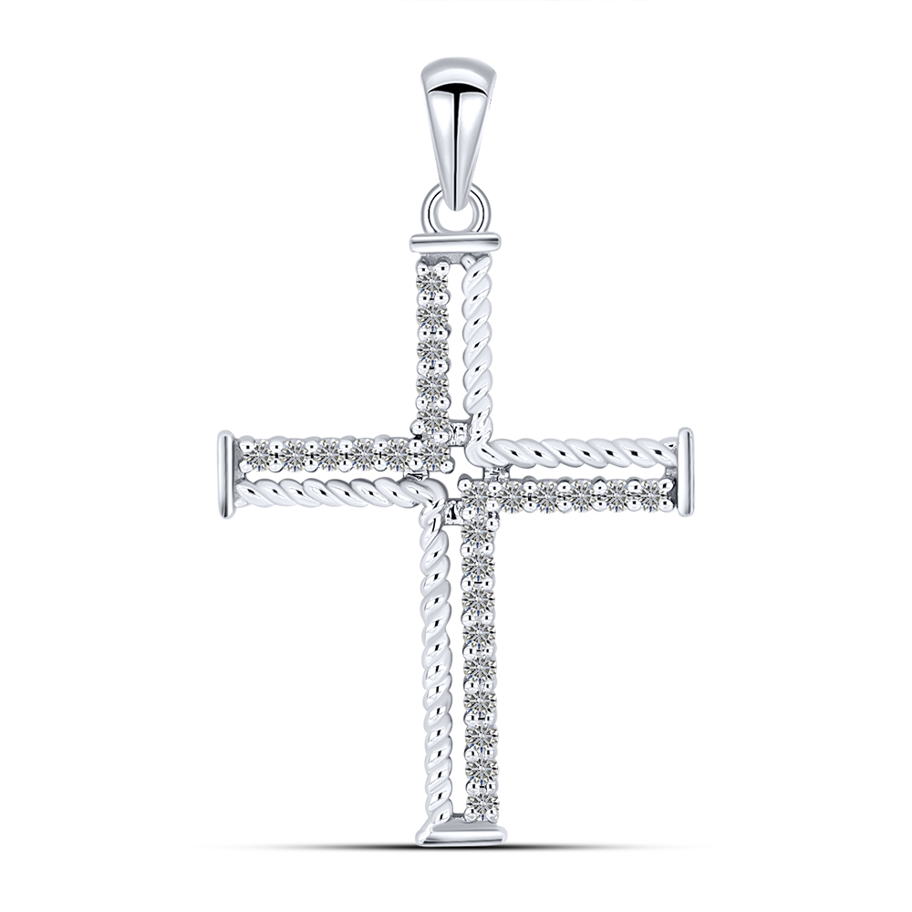 Cruce din aur alb cu Diamant