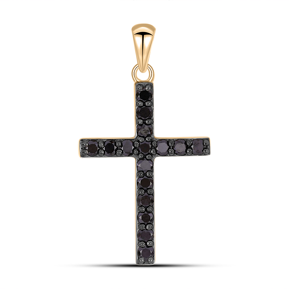 Cruce din aur roșu cu Diamant negru