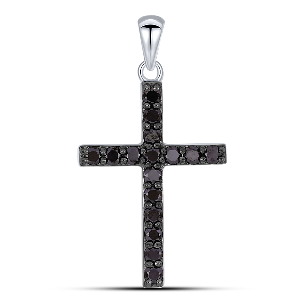 Cruce din aur alb cu Diamant negru