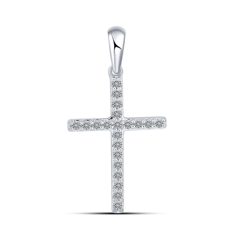 Cruce din aur alb cu Diamant