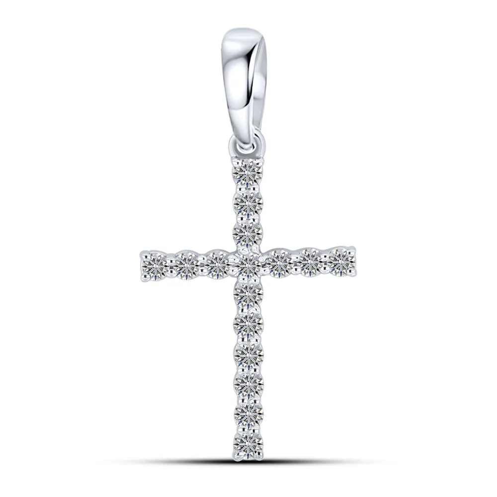 Cruce din aur alb cu Diamant
