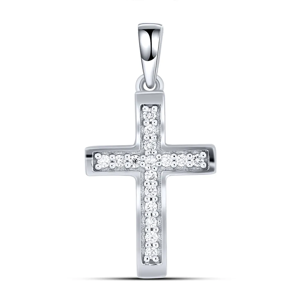 Cruce din aur alb cu Diamant
