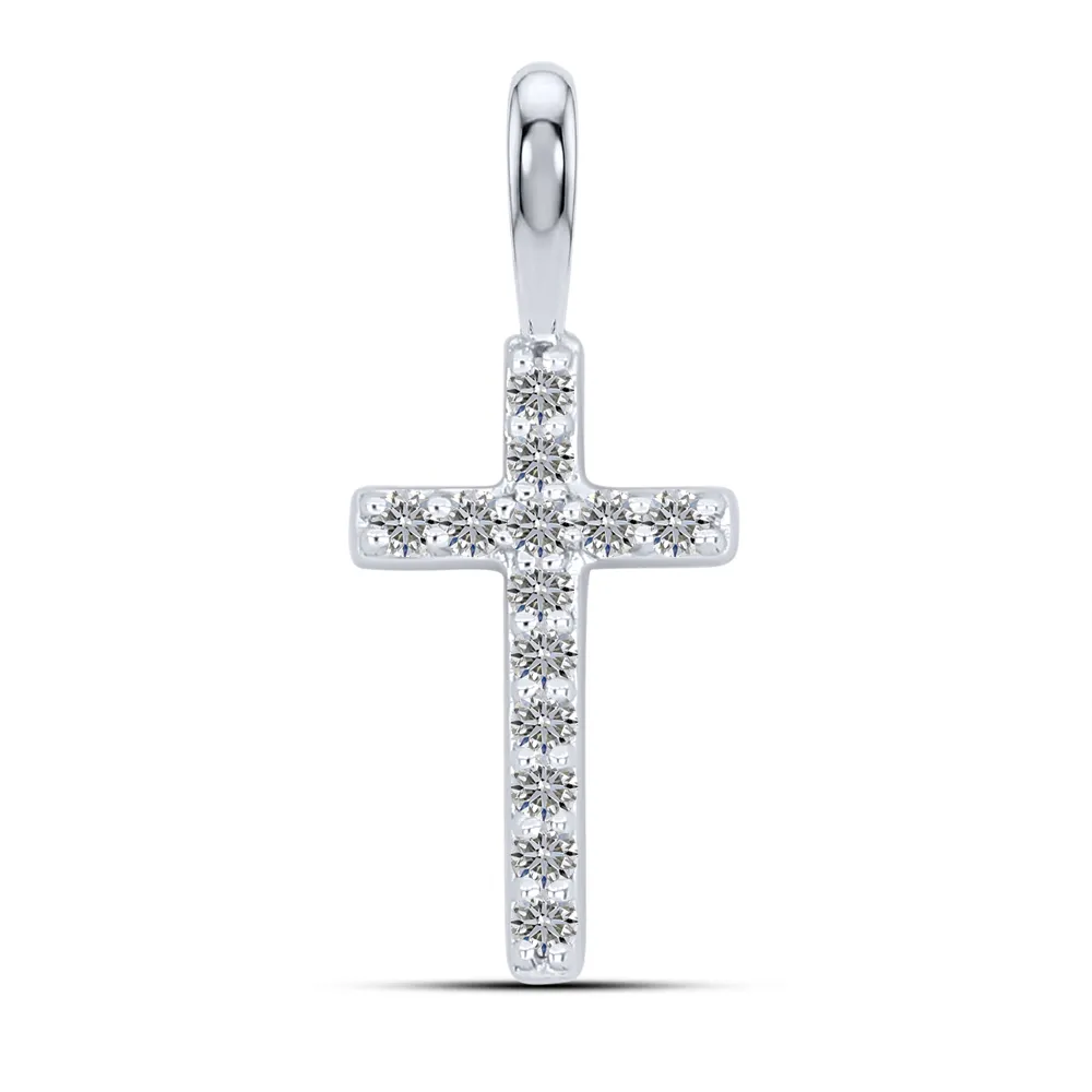Cruce din aur alb cu Diamant