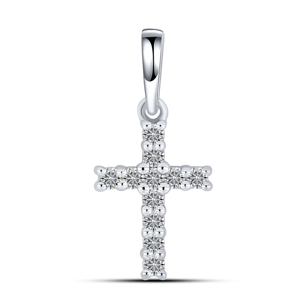 Cruce din aur alb cu Diamant