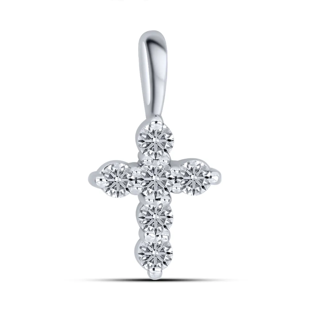 Cruce din aur alb cu Diamant