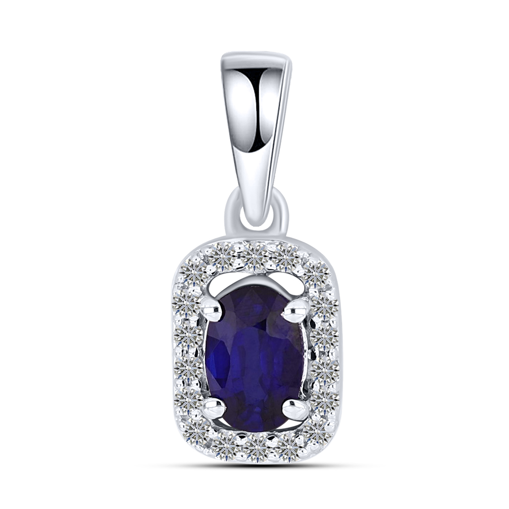 Pandantiv din aur alb cu Diamant, Safir