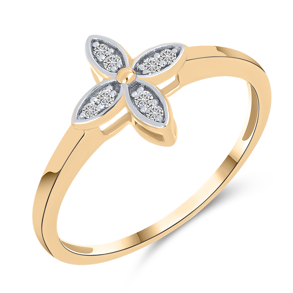 Кольцо из красного золота с камнями Бриллиант