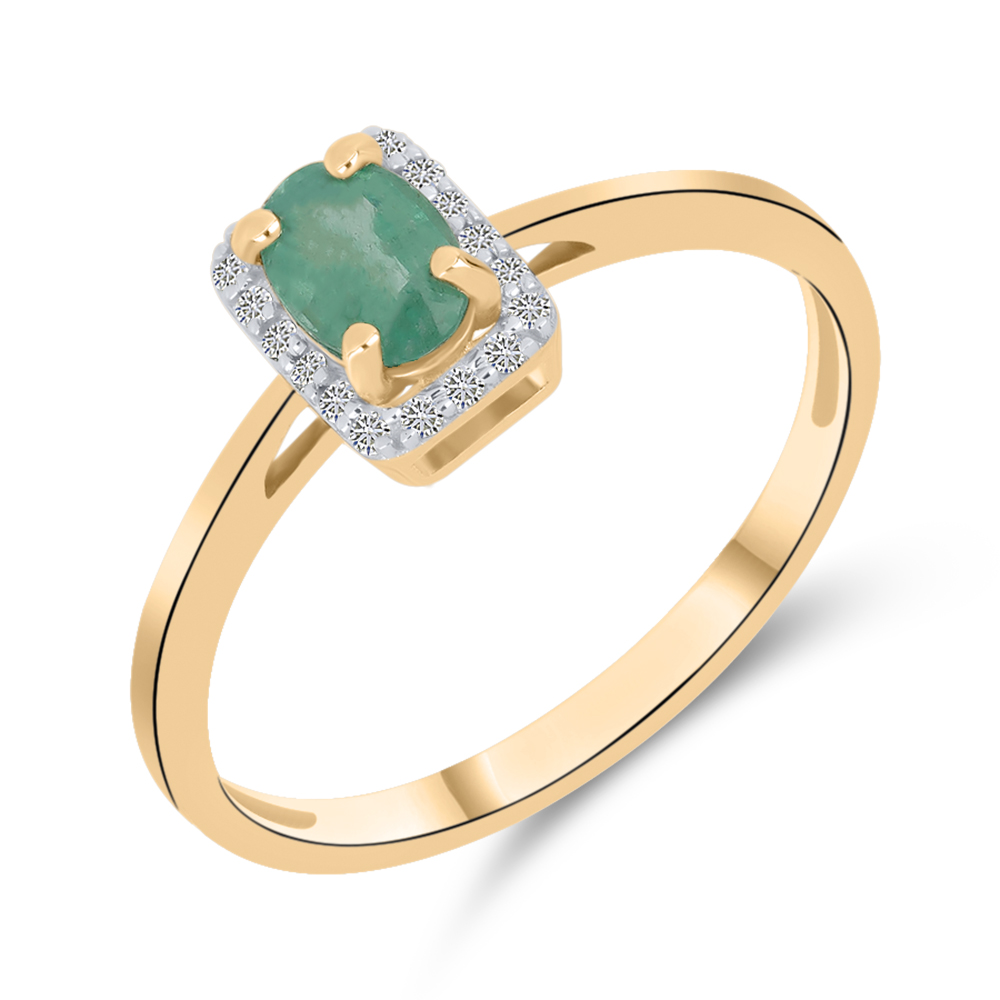 Кольцо из красного золота с камнями Бриллиант, Изумруд