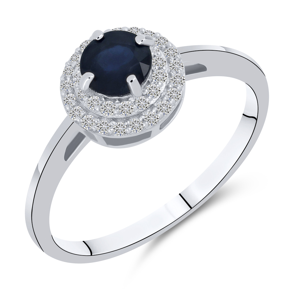Кольцо из белого золота с камнями Бриллиант, Сапфир
