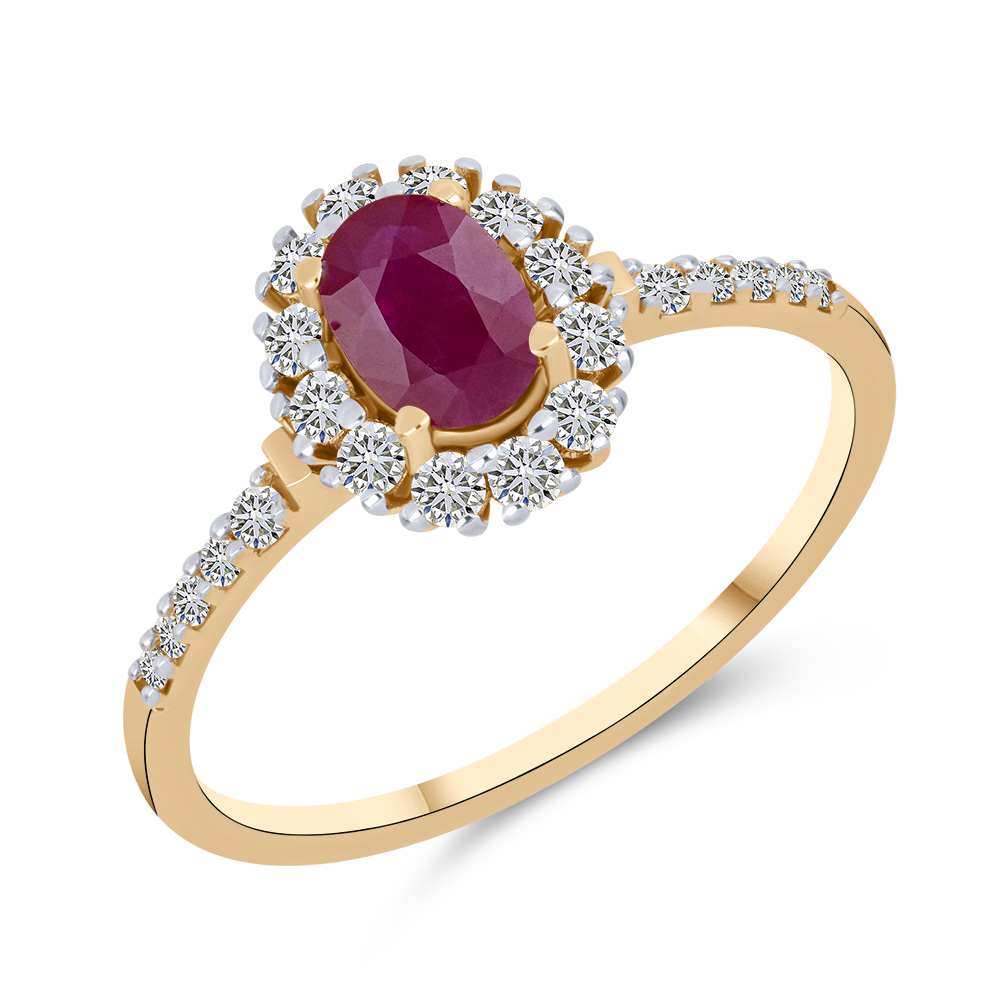 Кольцо из красного золота с камнями Бриллиант, Рубин