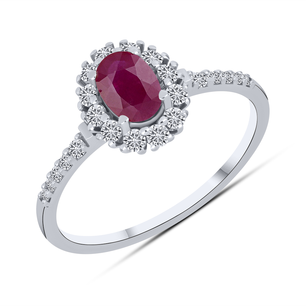 Inel din aur alb cu pietre Diamant, Rubin