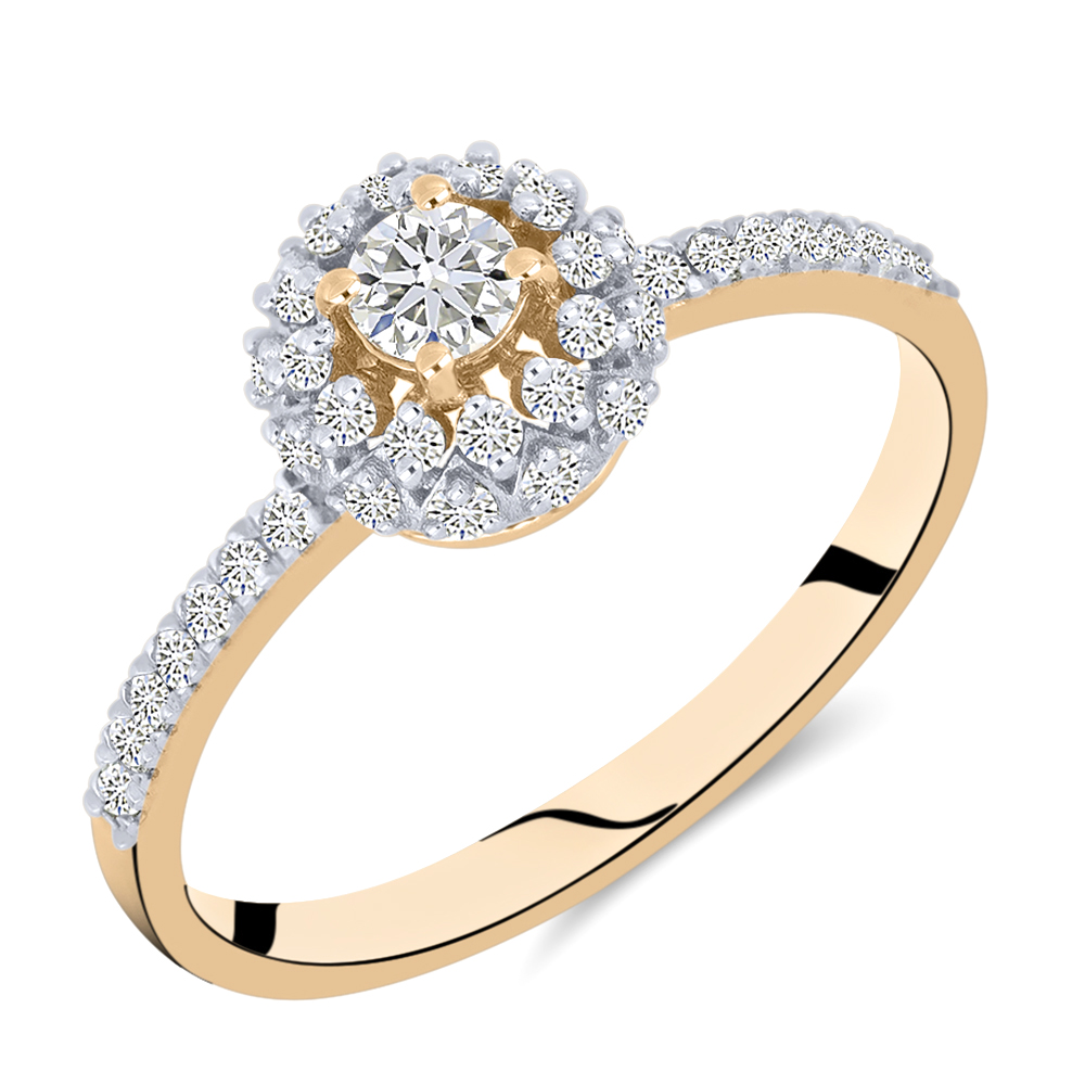 Кольцо из красного золота с камнями Бриллиант