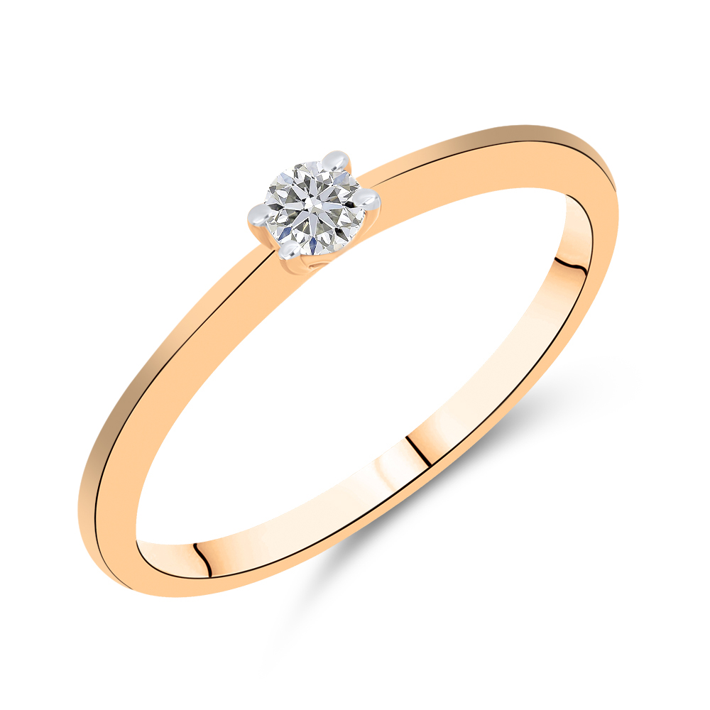 Кольцо из красного золота с камнями Бриллиант