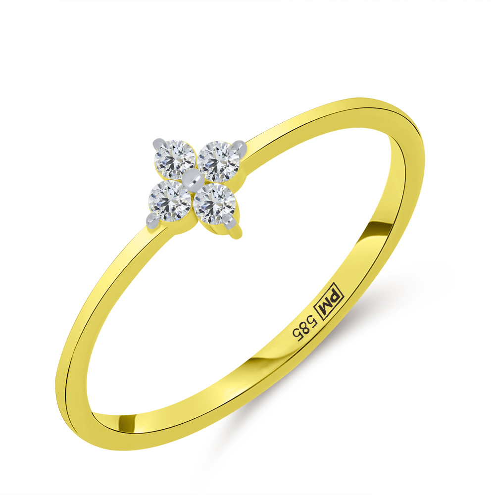 Inel din aur galben cu pietre Cubic Zirconia Incolor