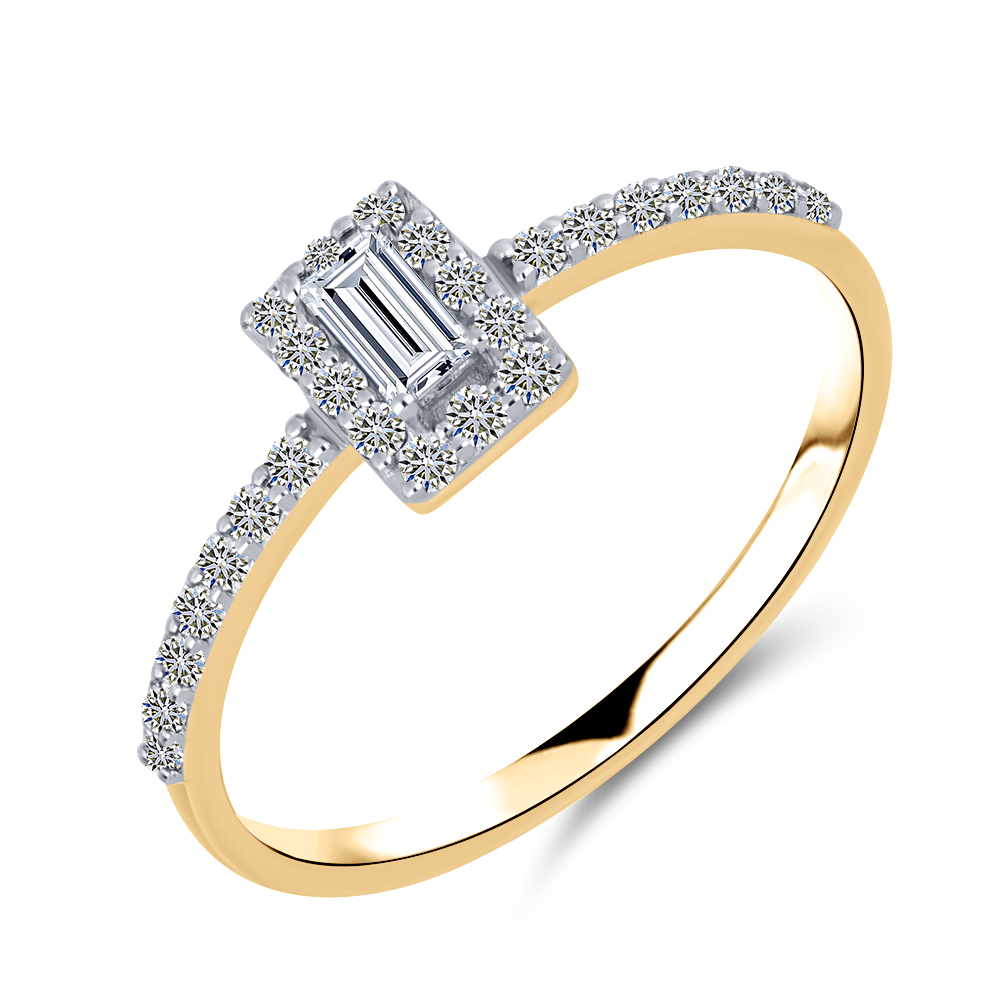 Кольцо из красного золота с камнями Бриллиант