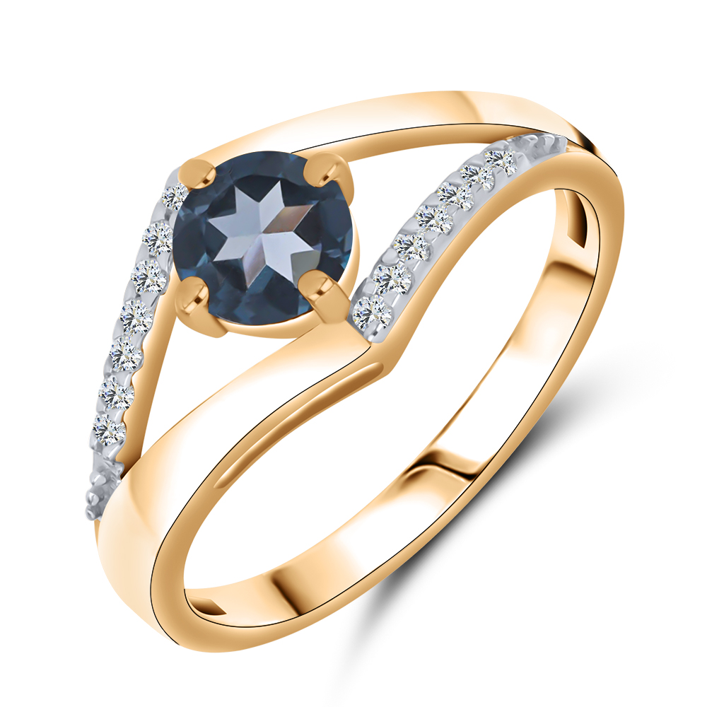 Inel din aur roșu cu pietre Cubic Zirconia Incolor, Topaz London