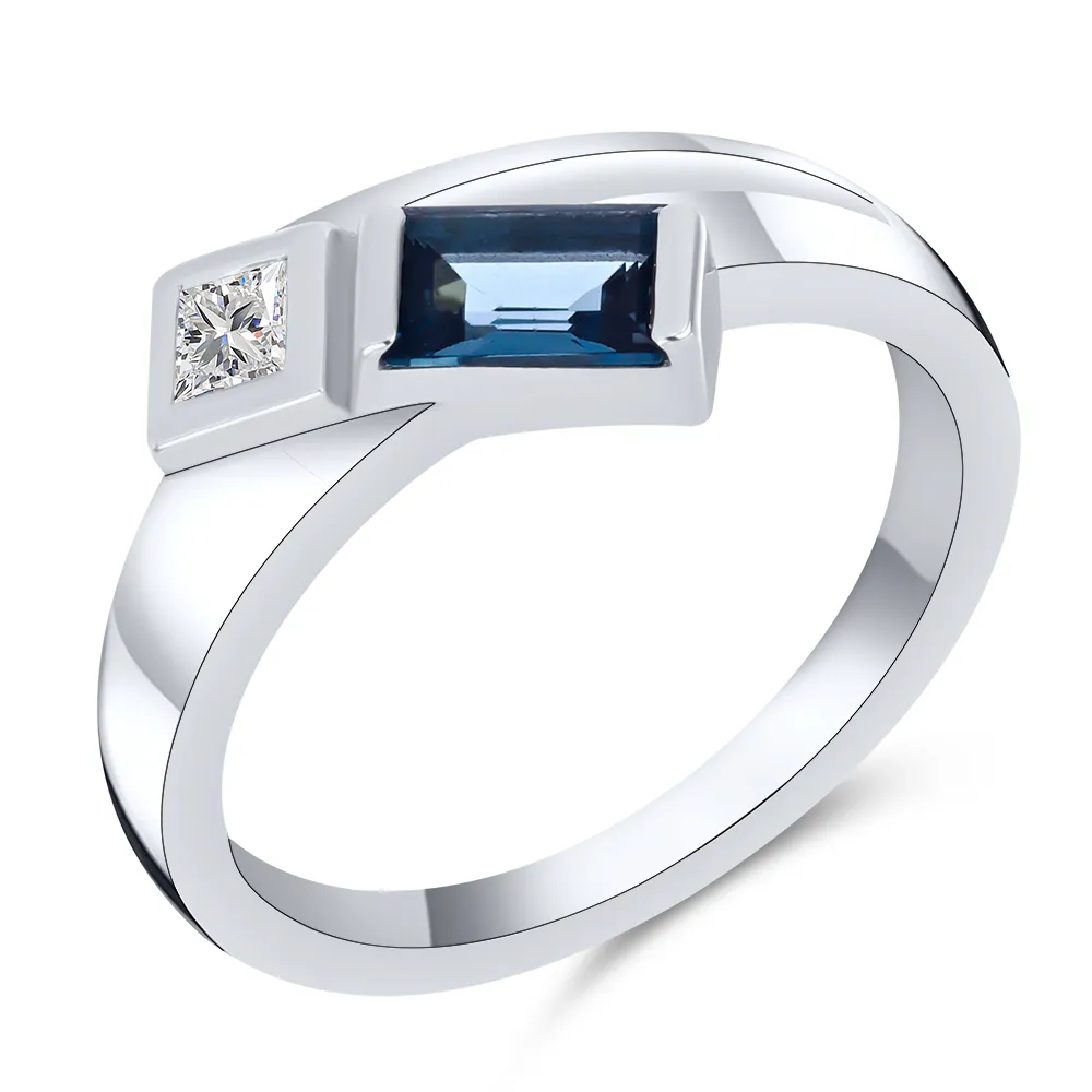 Inel din aur alb cu Cubic Zirconia Incolor, Topaz London