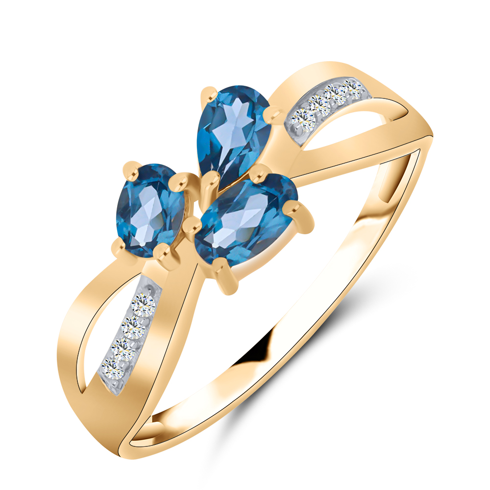Inel din aur roșu cu pietre Cubic Zirconia Incolor, Topaz London