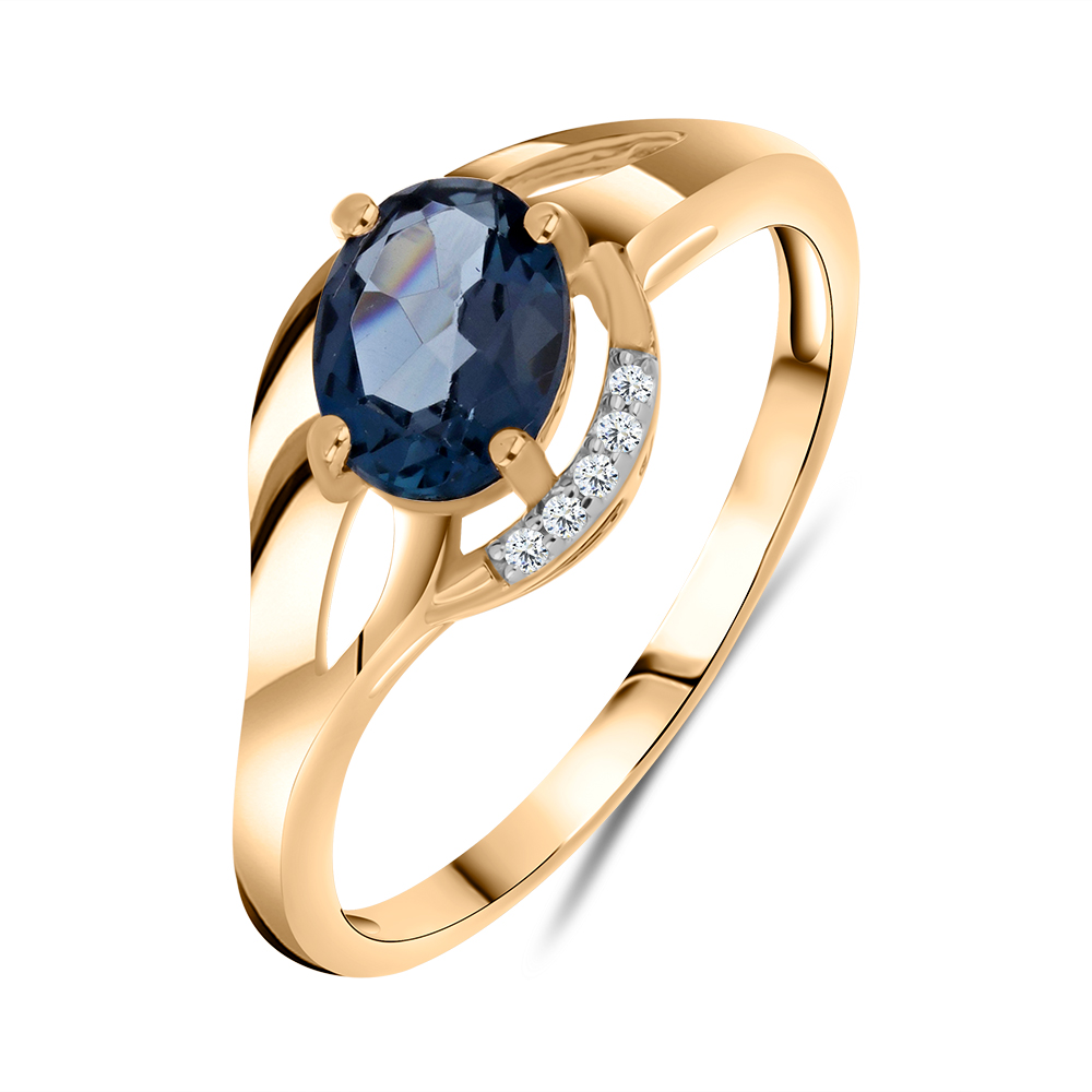 Inel din aur roșu cu pietre Cubic Zirconia Incolor, Topaz London