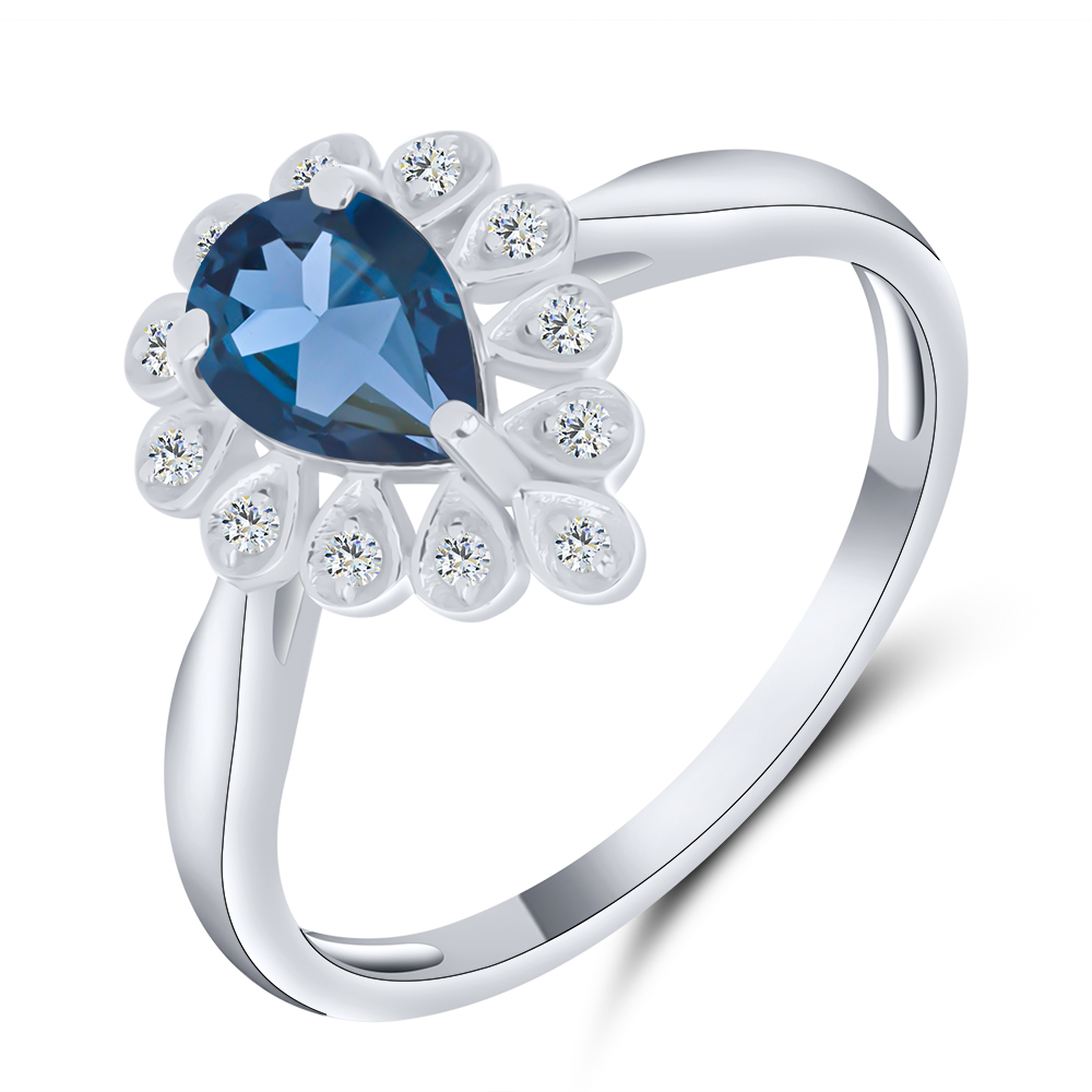 Inel din aur alb cu pietre Cubic Zirconia Incolor, Topaz London