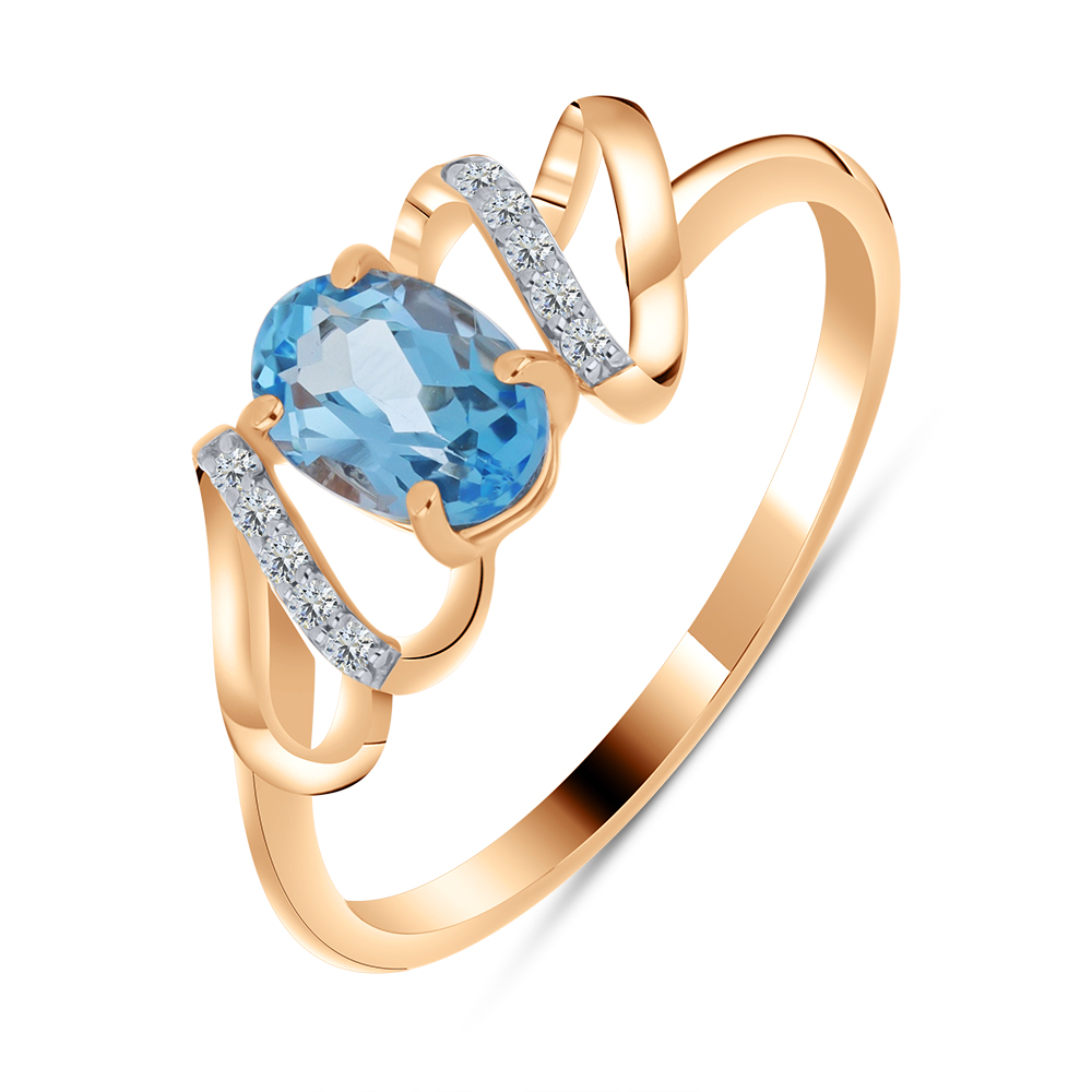Inel din aur roșu cu pietre Cubic Zirconia Incolor, Topaz Swiss