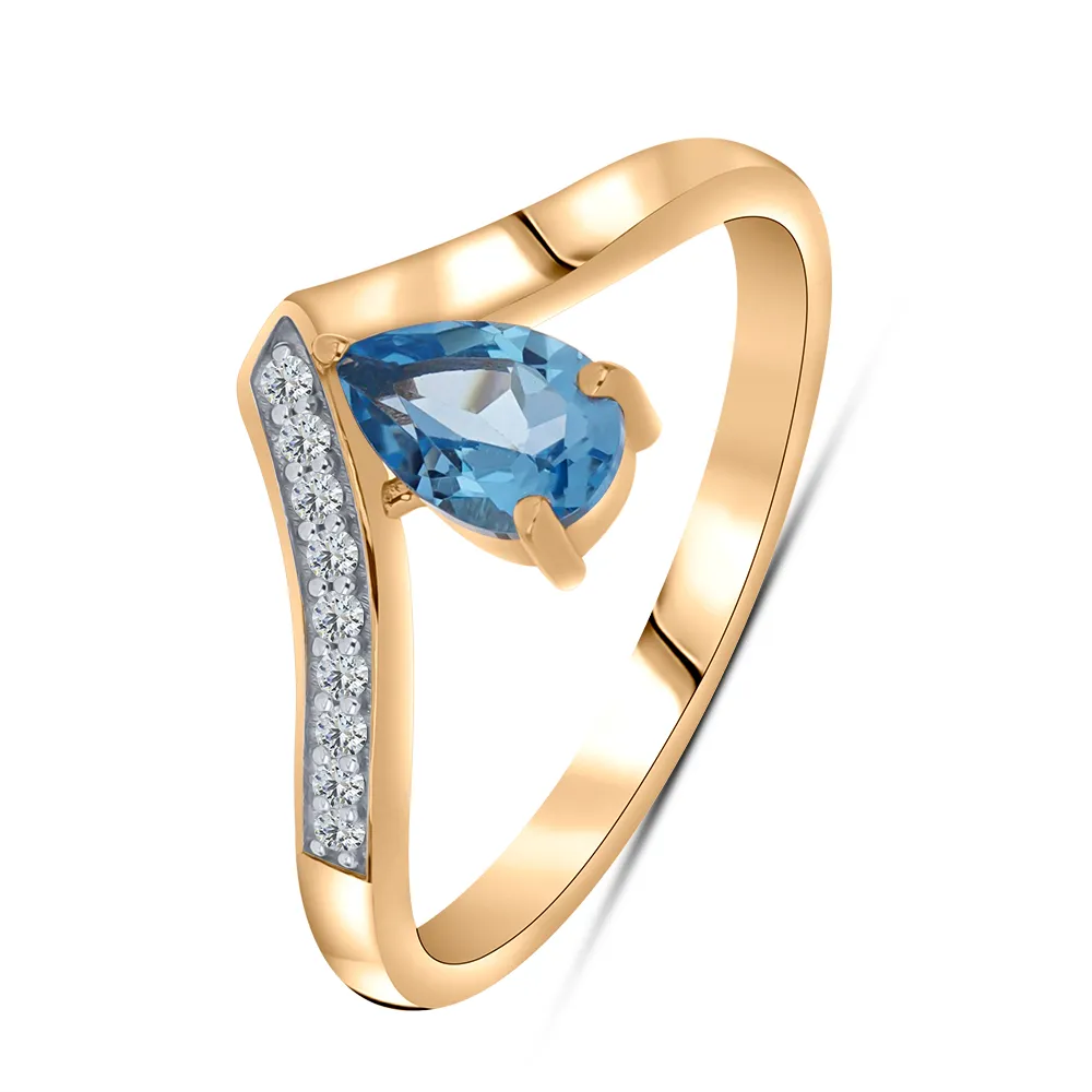 Inel din aur roșu cu Cubic Zirconia Incolor, Topaz Swiss