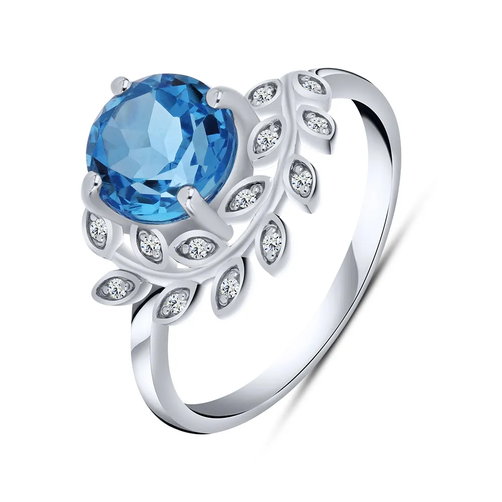 Inel din aur alb cu Cubic Zirconia Incolor, Topaz Swiss