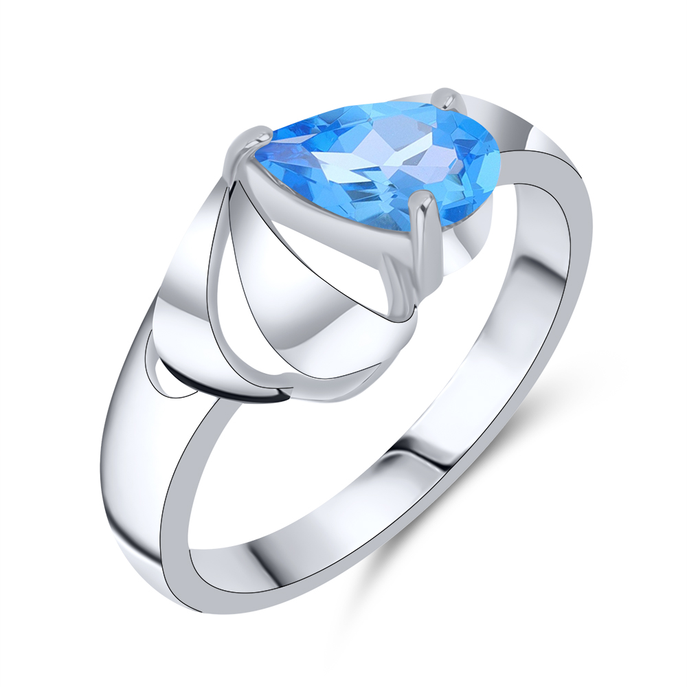 Inel din aur alb cu pietre Topaz Swiss