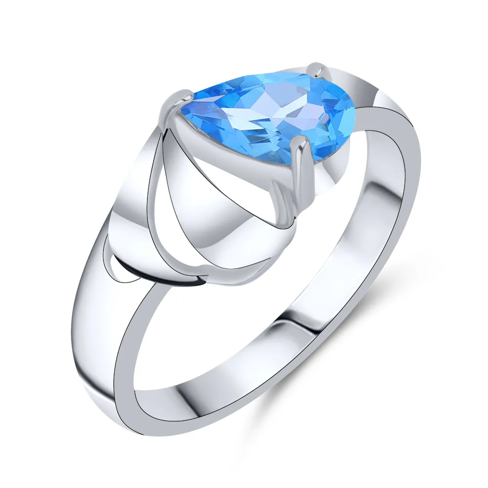 Inel din aur alb cu Topaz Swiss