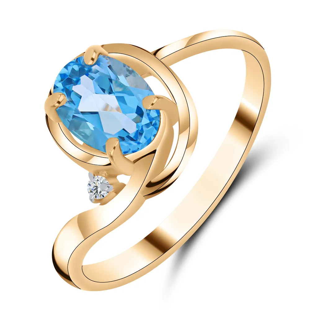 Inel din aur roșu cu Cubic Zirconia Incolor, Topaz Swiss