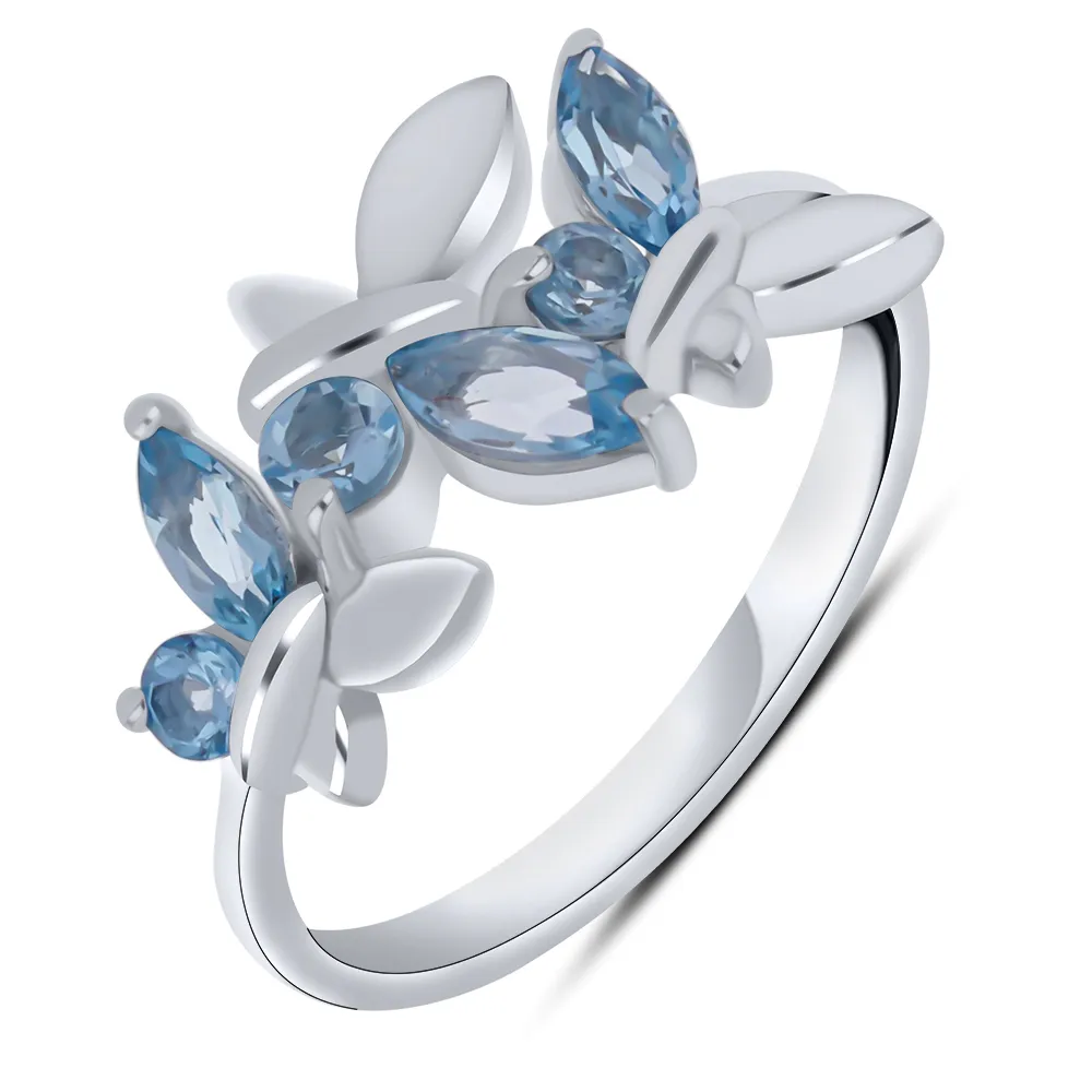 Inel din aur alb cu Topaz Swiss