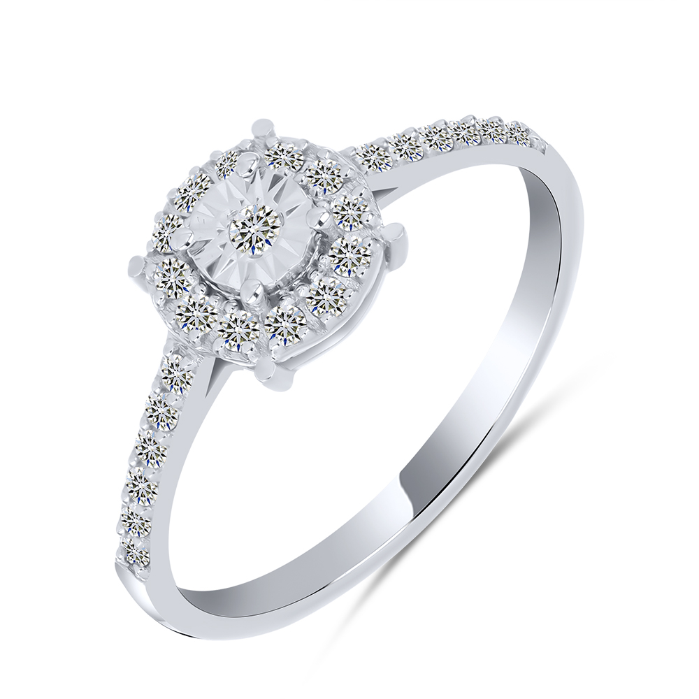 Inel din aur alb cu pietre Diamant