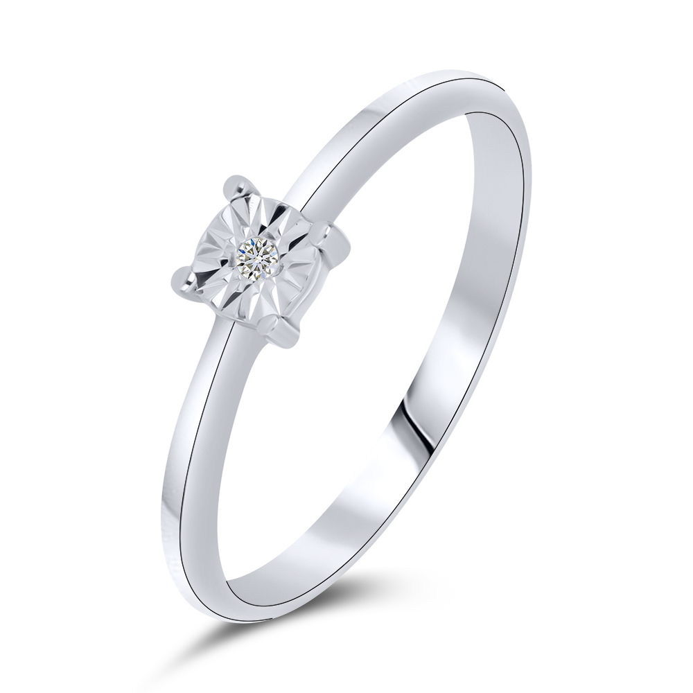 Кольцо из белого золота с камнями Бриллиант