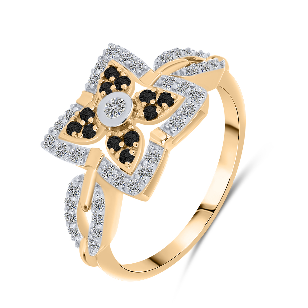 Inel din aur roșu cu pietre Diamant, Diamant negru