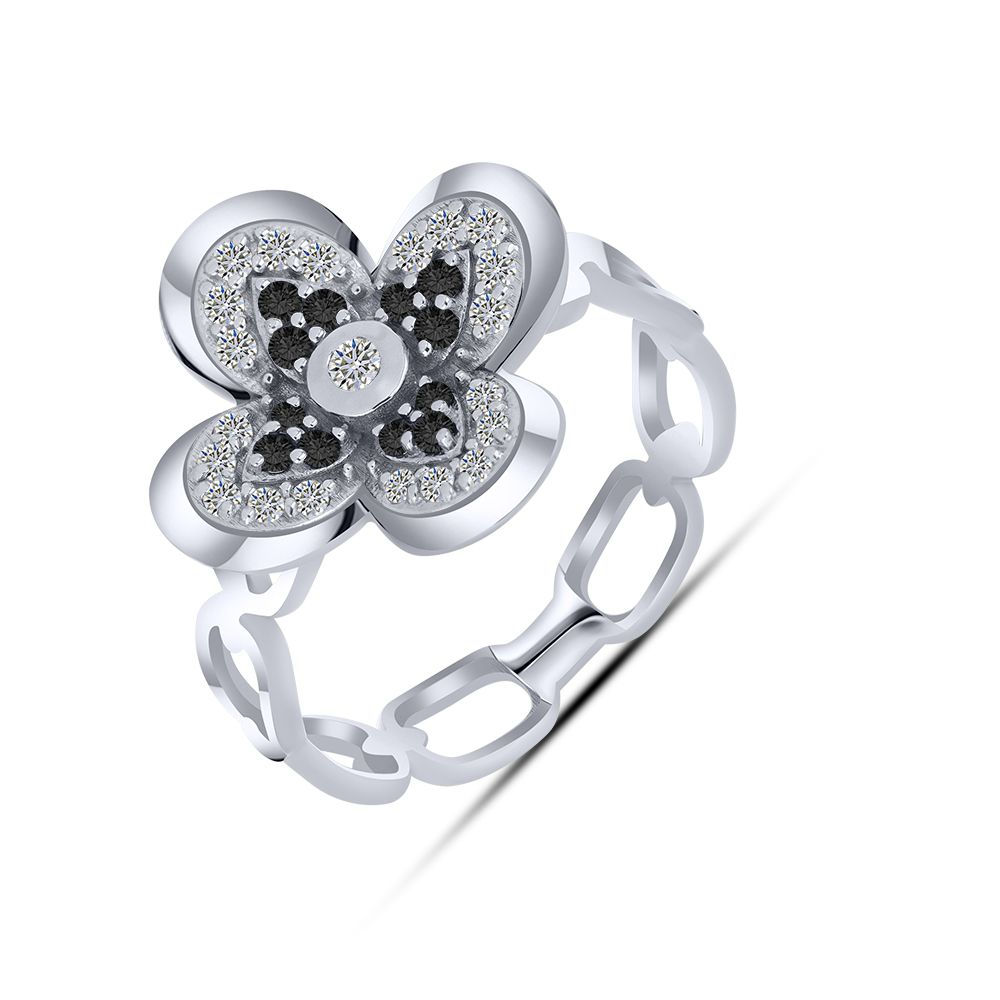 Inel din aur alb cu pietre Diamant, Diamant negru