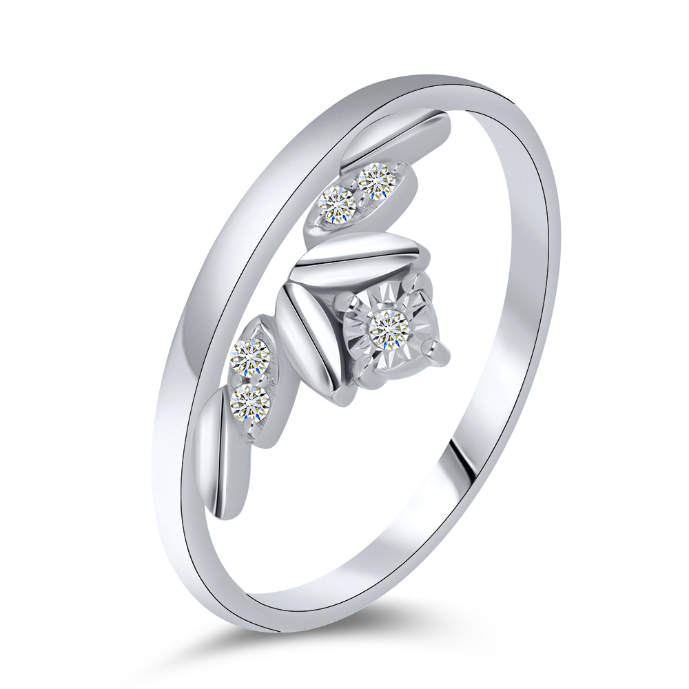 Inel din aur alb cu pietre Diamant