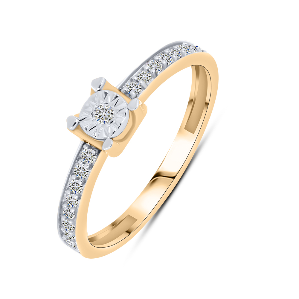 Кольцо из красного золота с камнями Бриллиант