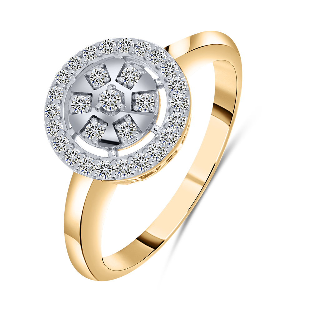 Кольцо из красного золота с камнями Бриллиант