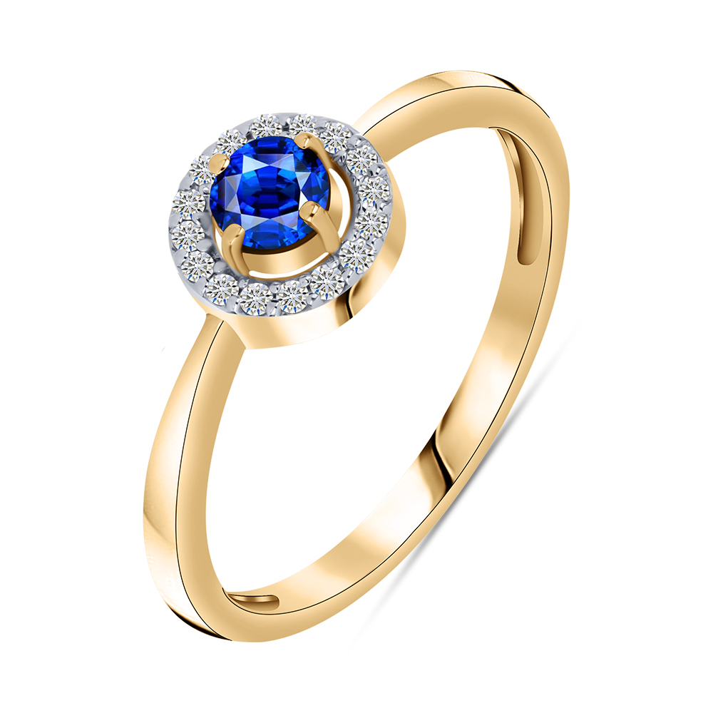 Inel din aur roșu cu pietre Diamant, Safir