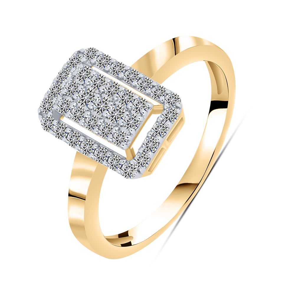 Кольцо из красного золота с камнями Бриллиант