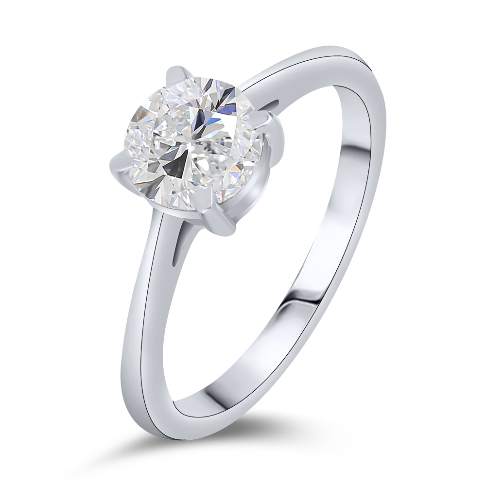 Inel din aur alb cu pietre Moissanite