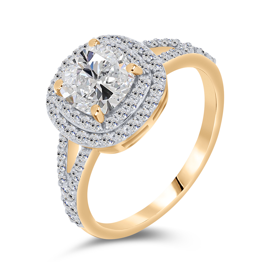 Inel din aur roșu cu pietre Moissanite