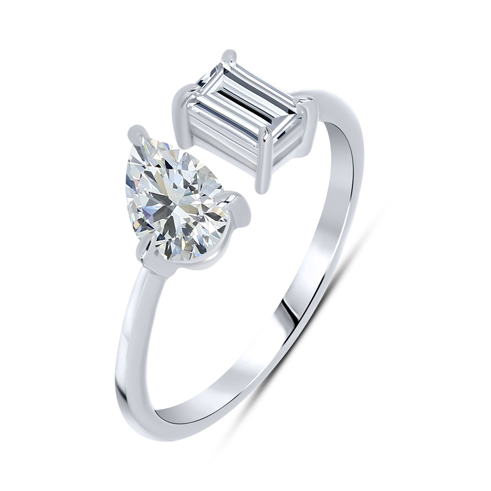 Inel din aur alb cu pietre Diamant crescut