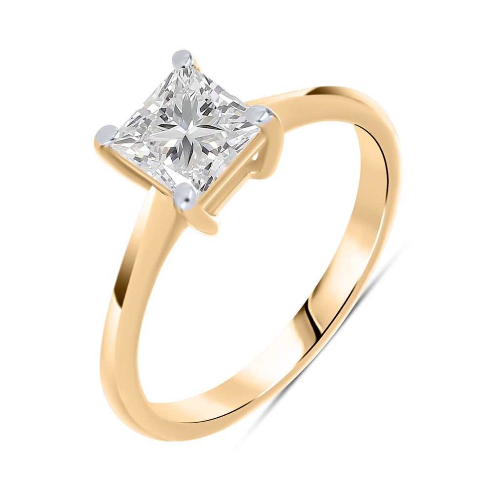 Кольцо из красного золота с камнями Выращенный бриллиант