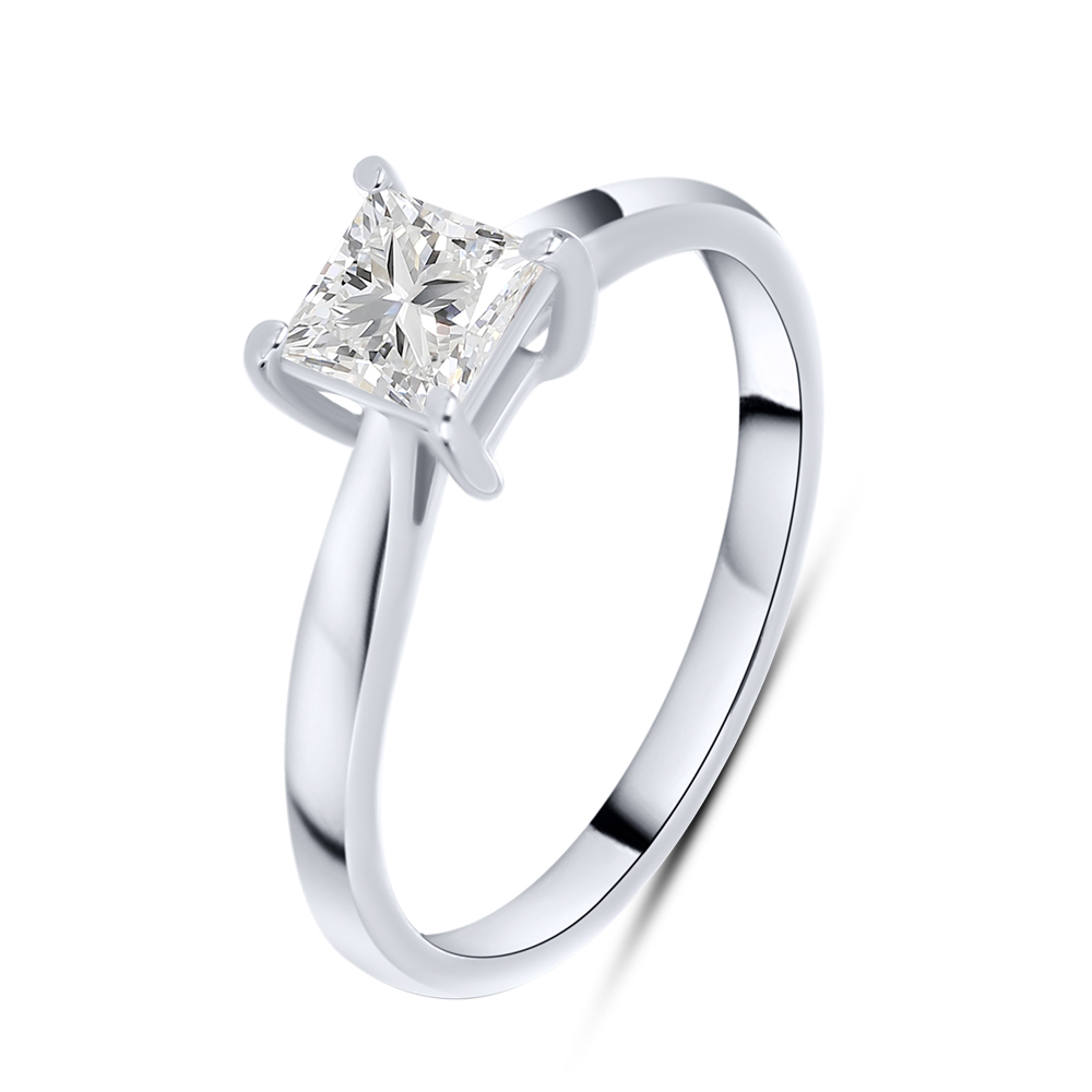 Кольцо из белого золота с камнями Выращенный бриллиант