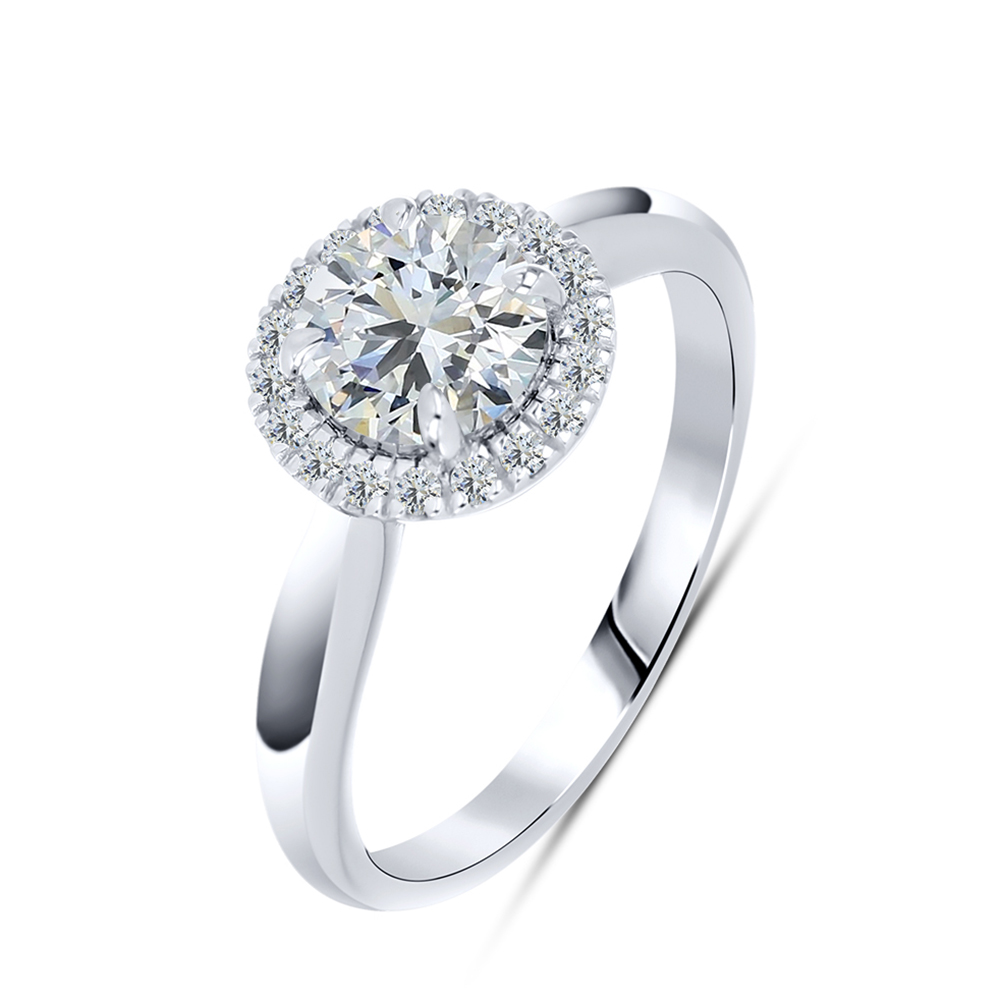 Кольцо из белого золота с камнями Выращенный бриллиант