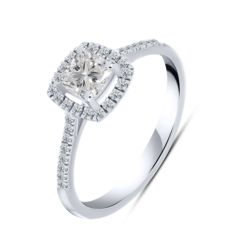 Кольцо из белого золота с камнями Выращенный бриллиант